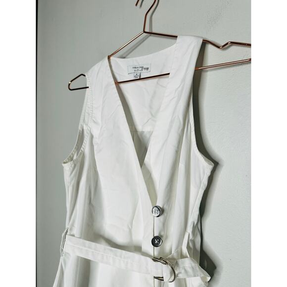 EUDON CHOI COLLECTIVE White Pleated Sleeveless V-Neck Button Maxi Dress Size 6 - Picture 8 of 15